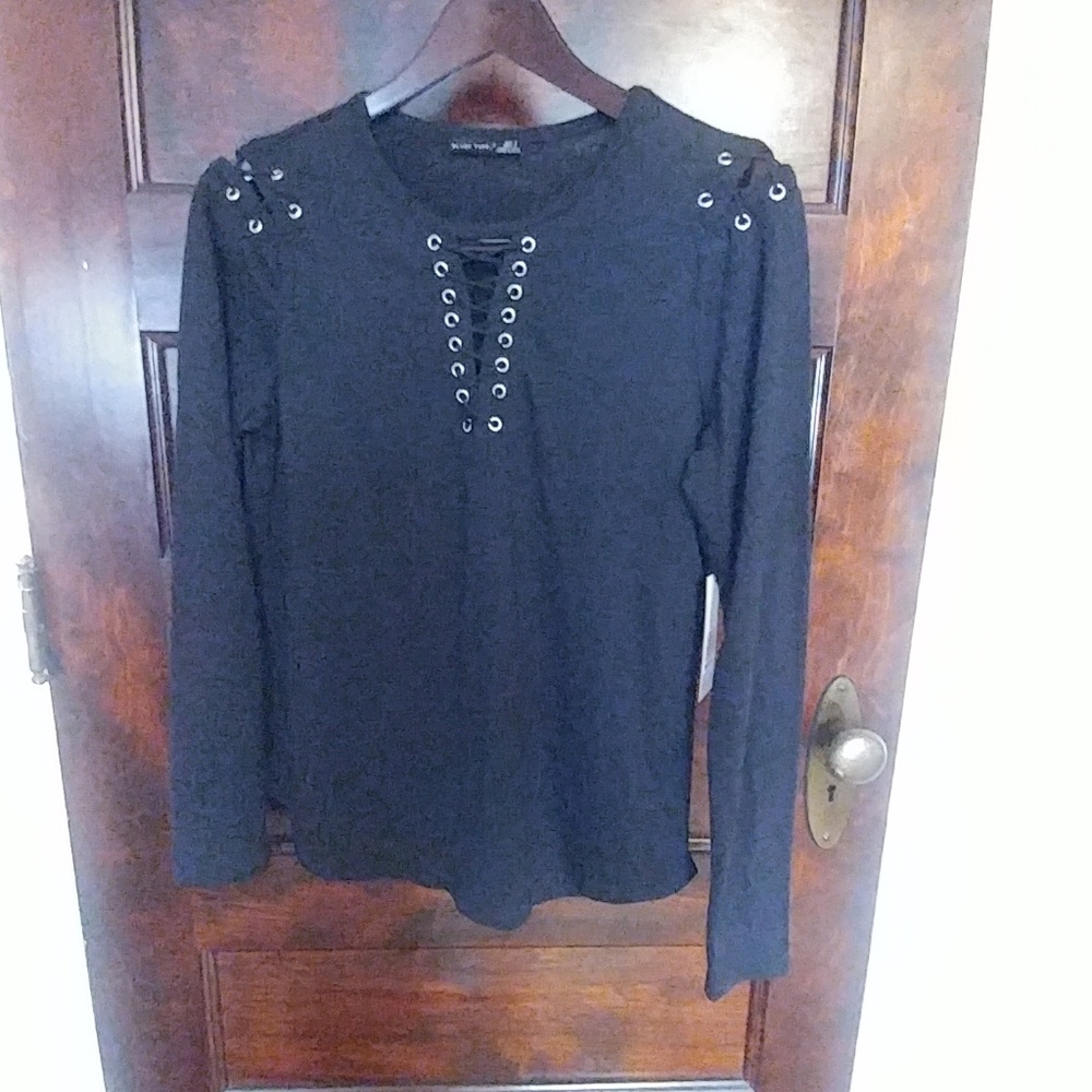 Black grommeted shirt